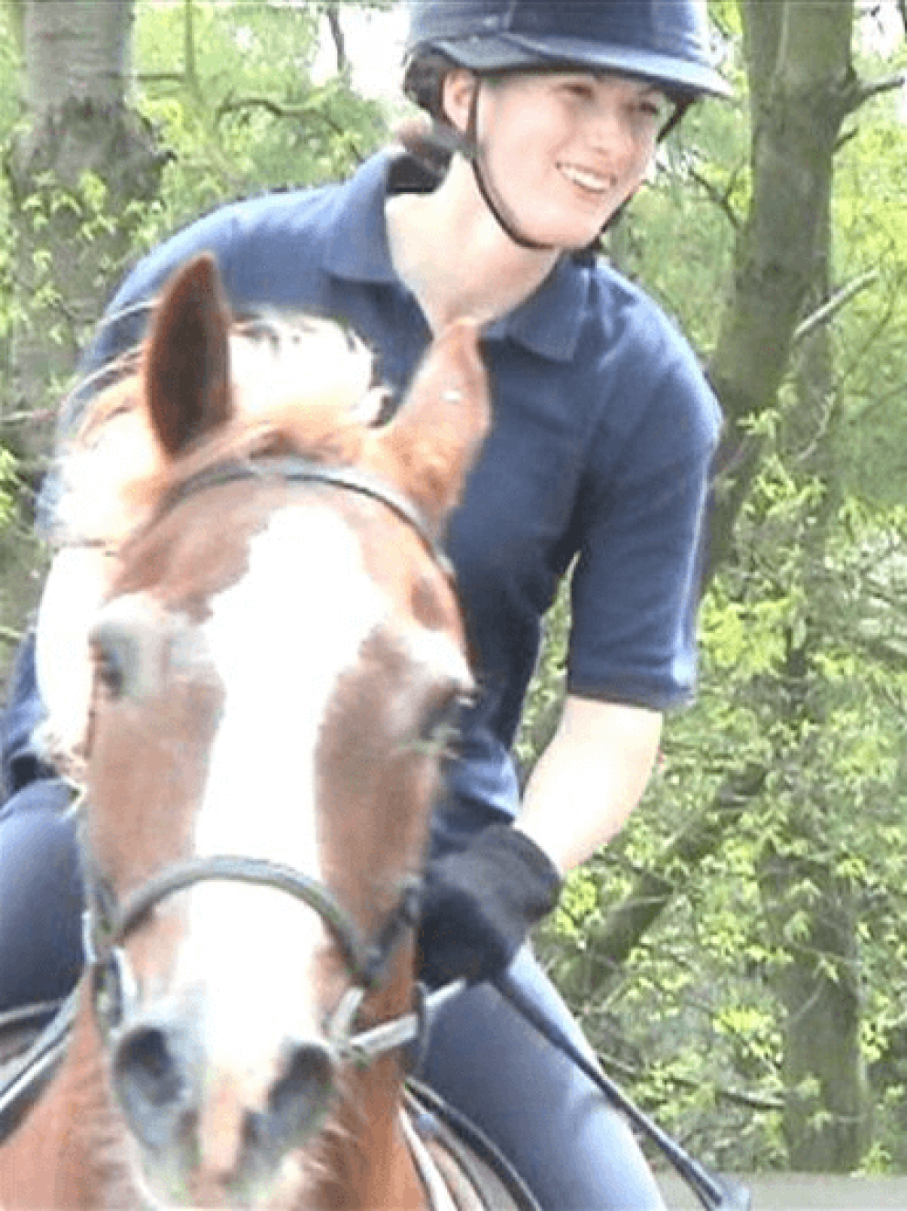 Horse rider with mouth open